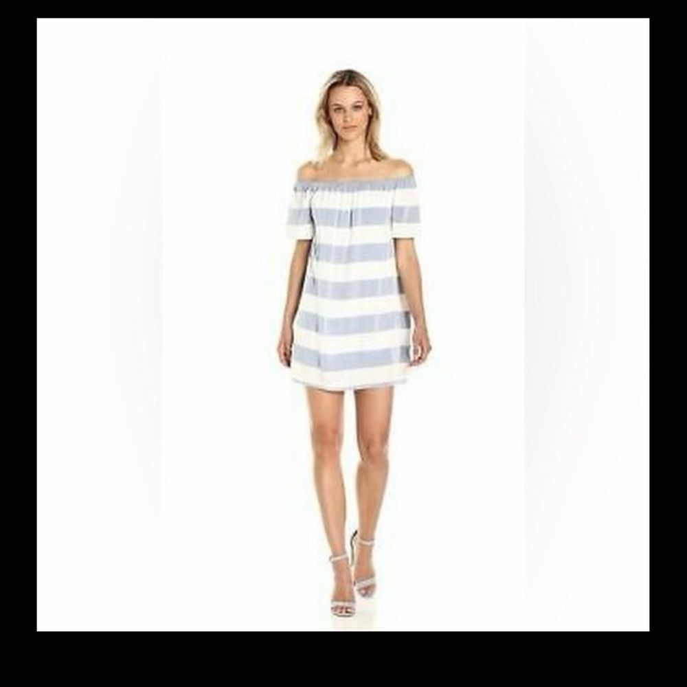 BB Dakota "Kash" Chambray and White Mini Dress | Women's M